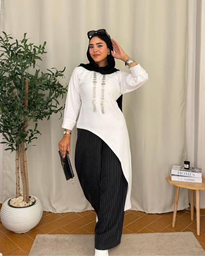 Flowy Long Top - White
