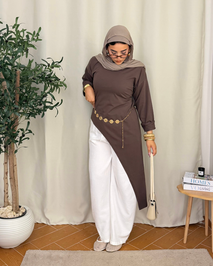 Flowy Long Top - BROWN