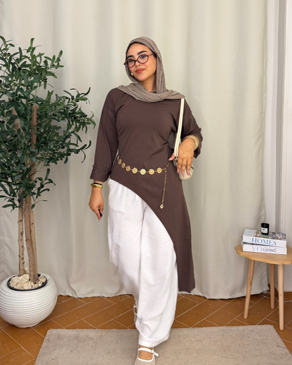 Flowy Long Top - BROWN