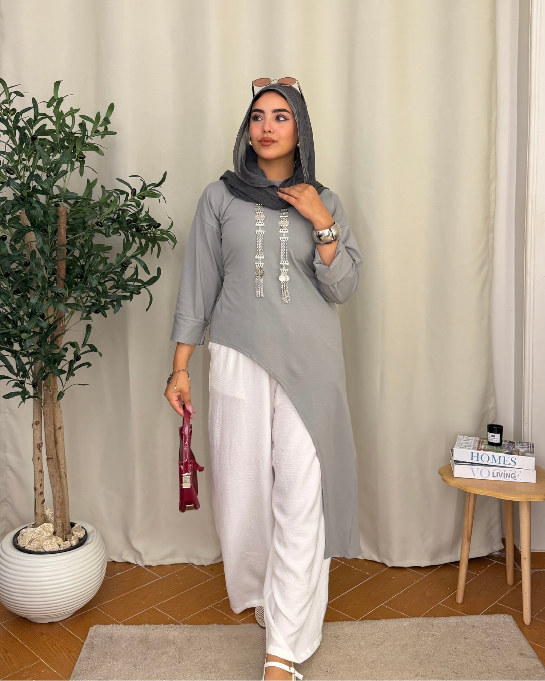 Flowy Long Top - GRAY