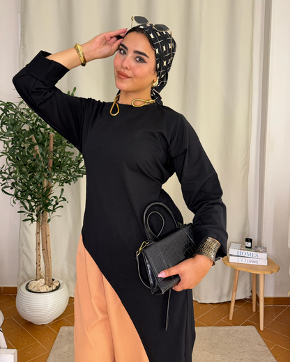 Flowy Long Top - BLACK