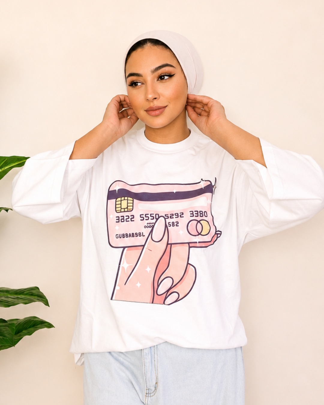 White T-Shirt - Credit Card Print