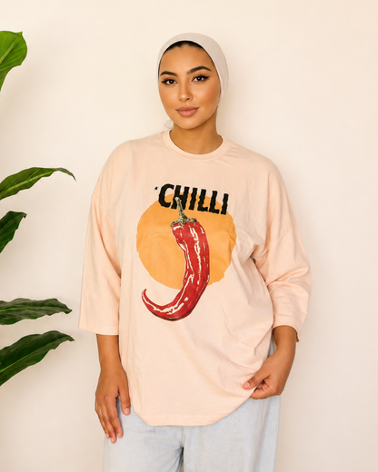 Pink T-Shirt - Chilli Print