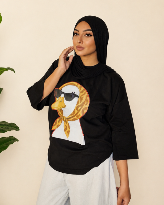 Black T-Shirt - Cool Duck Print
