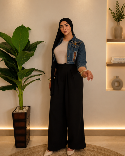 Pleated Linen Pants – black