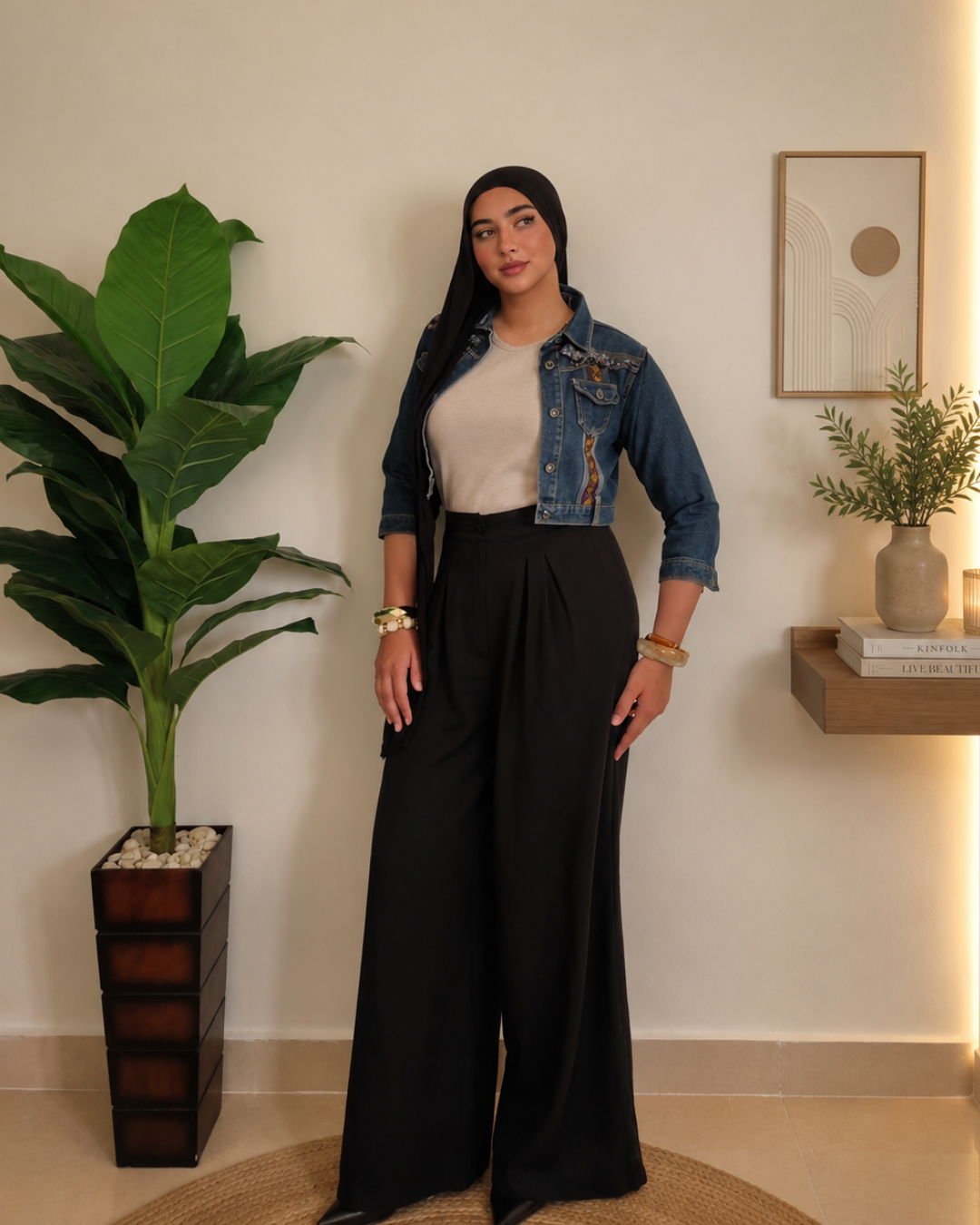 Pleated Linen Pants – black