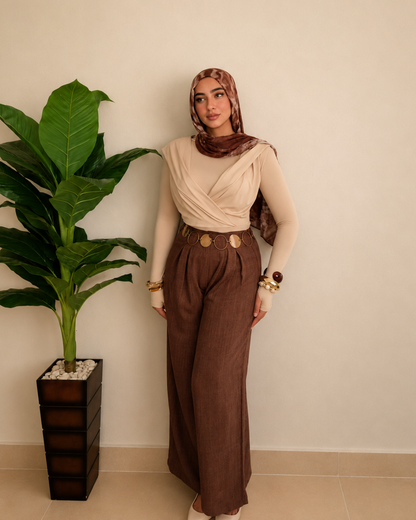 Pleated Linen Pants – brown